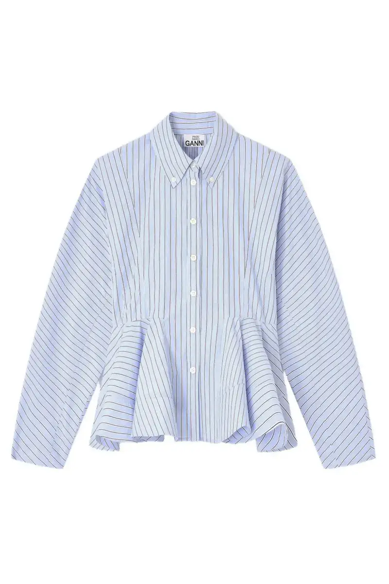 Ganni Camicia Azzurra a Righe per Donna