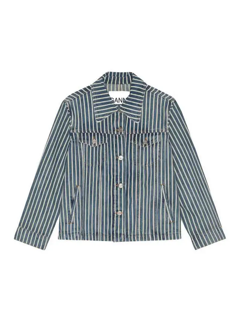 Giacca in denim a strisce leggere Azzurro