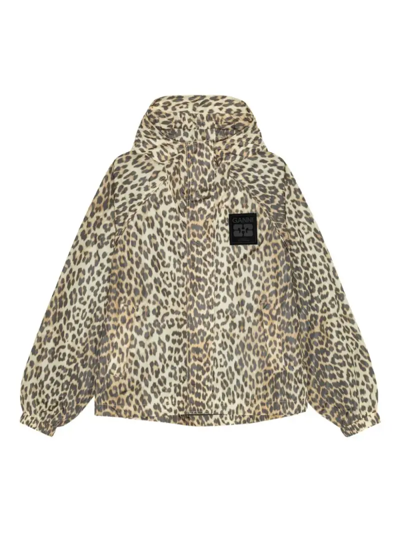 Ganni Giacca leopardata marrone