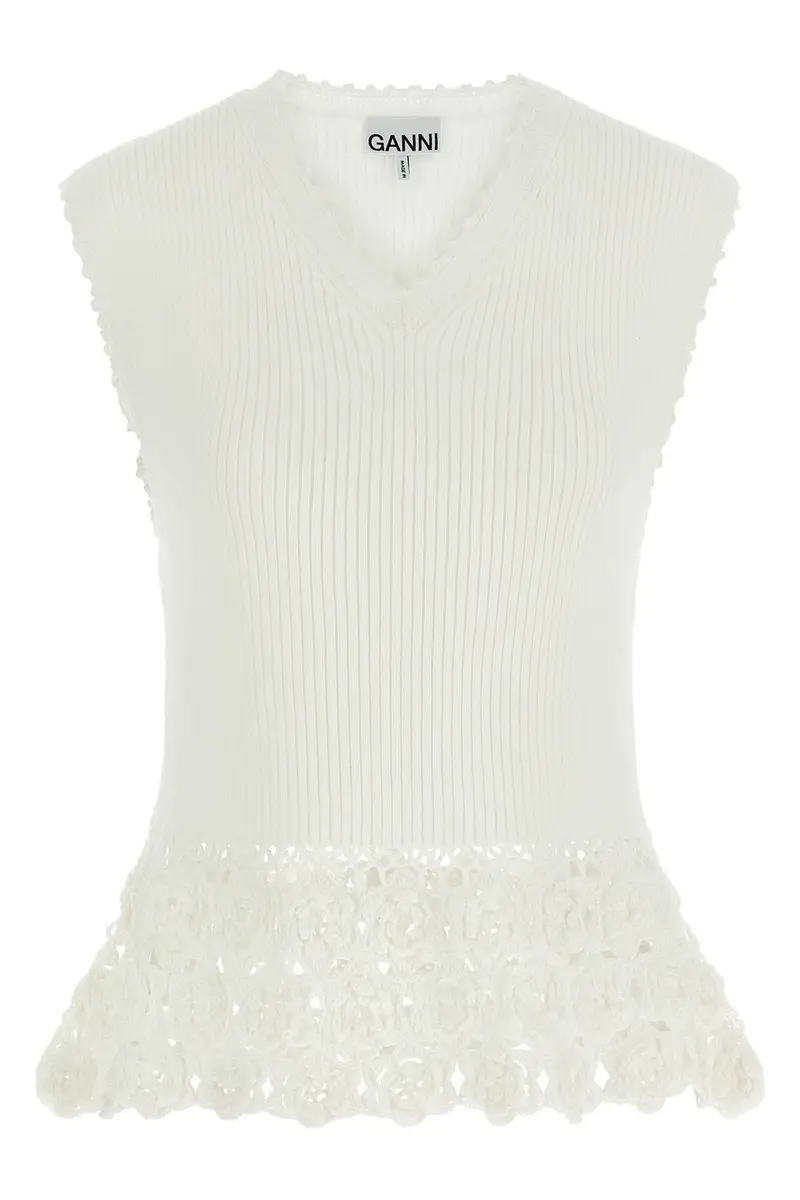 Gilet Cotton Crochet Bianco