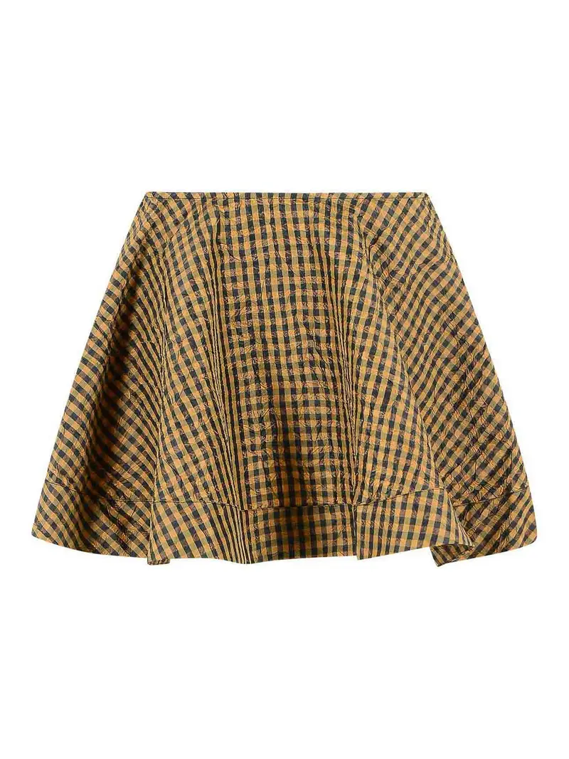 Gonna in poliestere marrone e nero