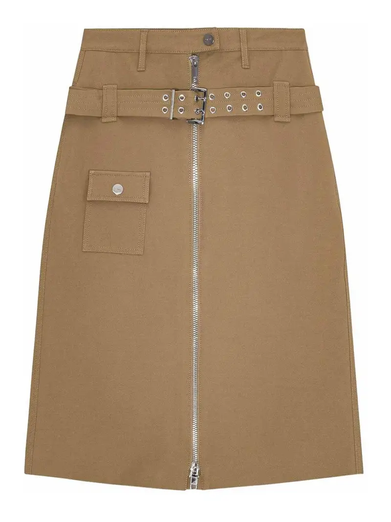 Gonna midi utility in cotone color cammello Beige