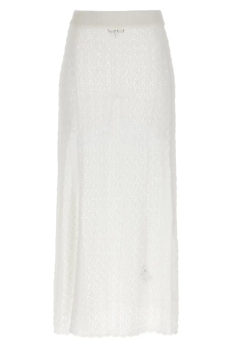 Gonna 'Shiny Pointelle Knit' Bianco