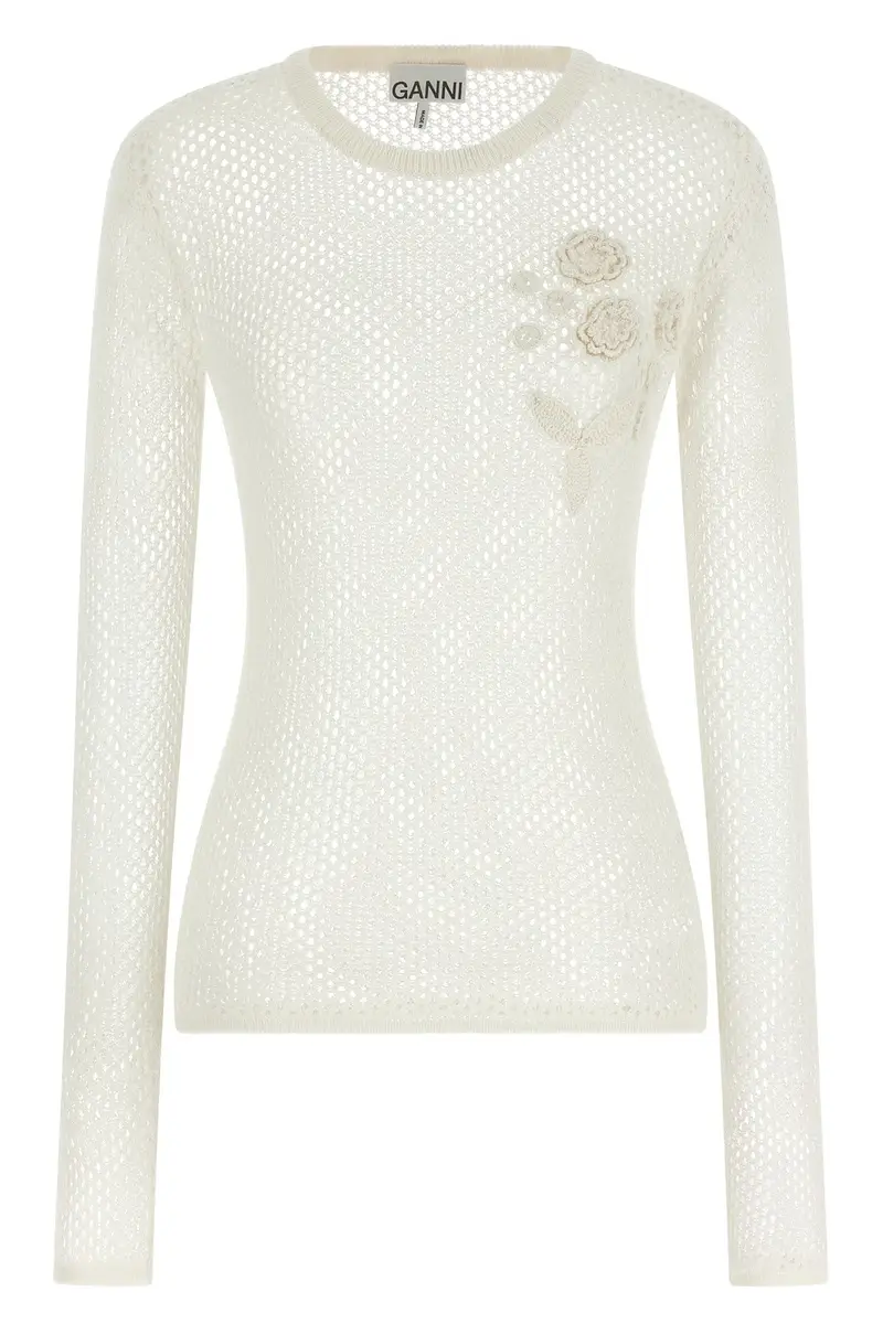 Maglia Cotone Pointelle Bianco