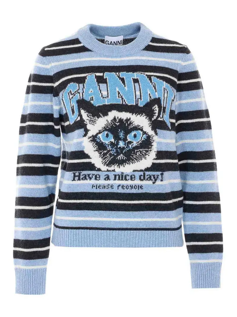 Maglione in lana con grafica Blu