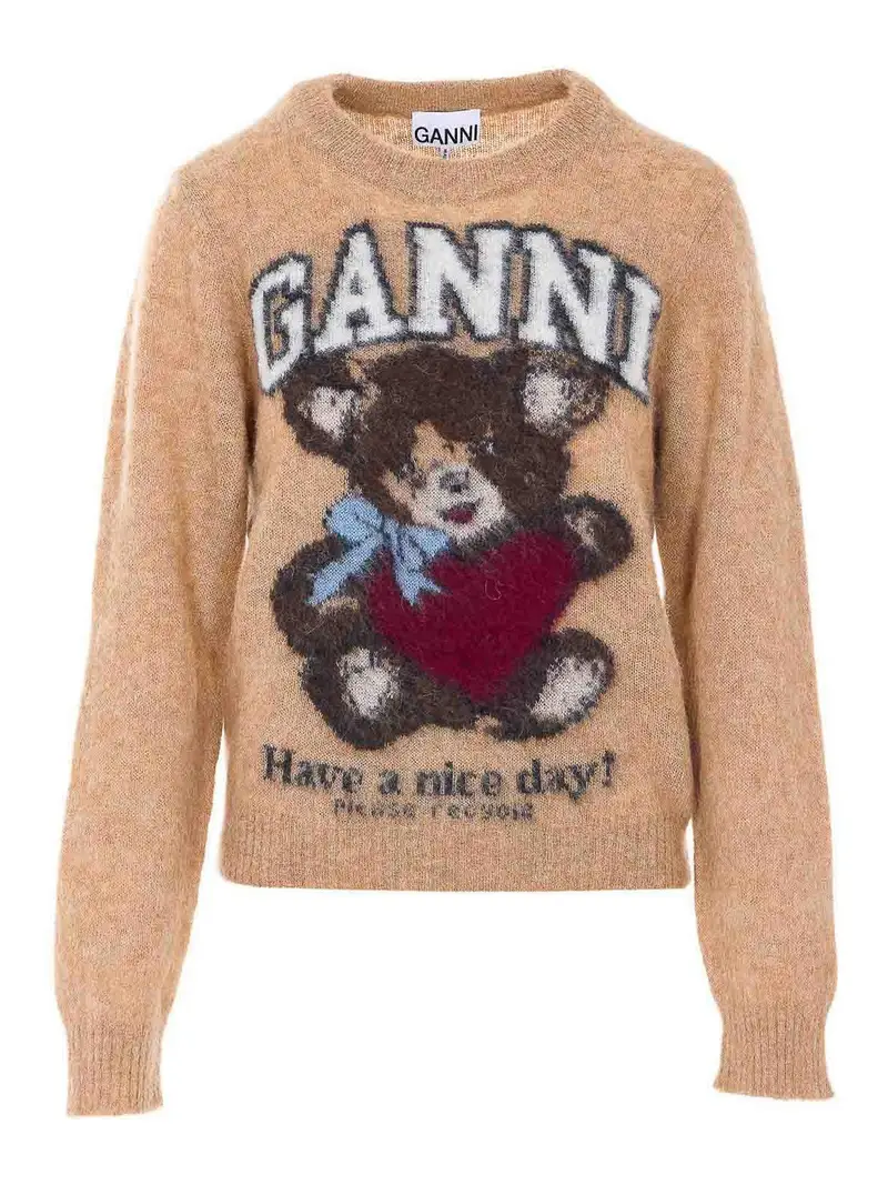 Maglione in lana con grafica cammello Beige