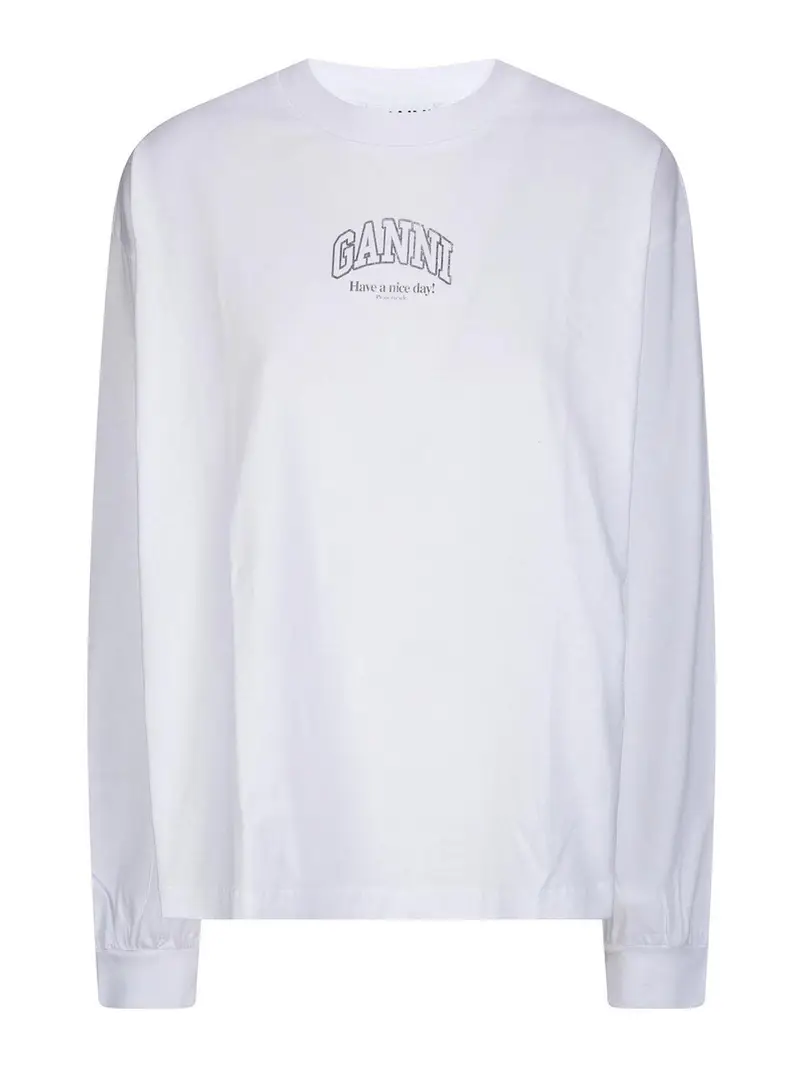 Manica lunga essenziale in cotone basic Bianco