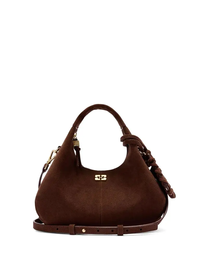 Mini Borsa Hobo Marrone In Pelle Scamosciata