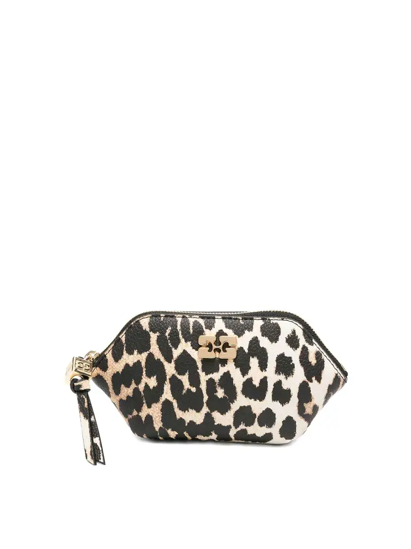 Pochette Bou Coin con stampa leopardata Beige