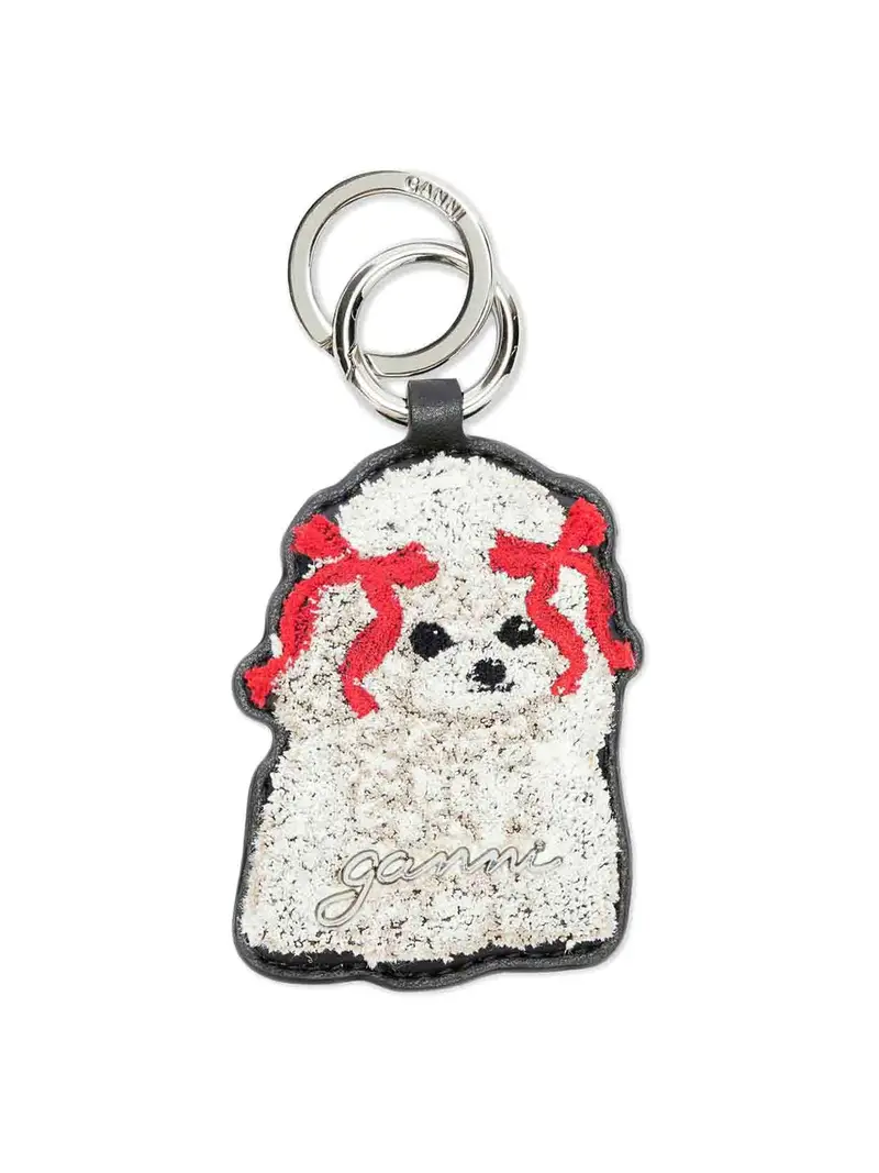 Portachiavi con stampa grafica di cane Bianco