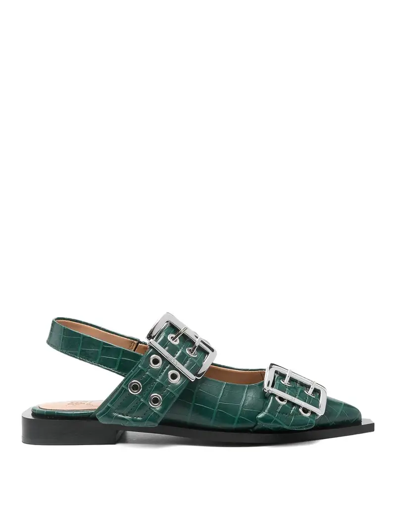 Scarpe da balletto con doppia fibbia Verde