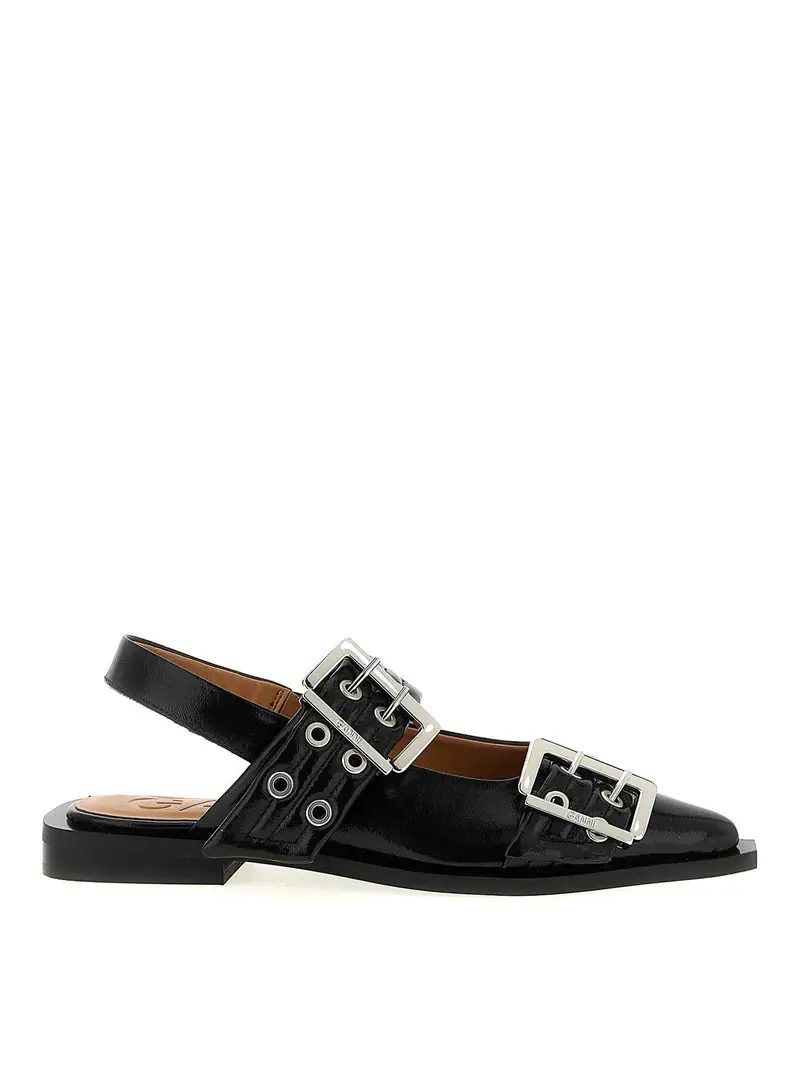 Slingback della fibbia femminile nera Nero