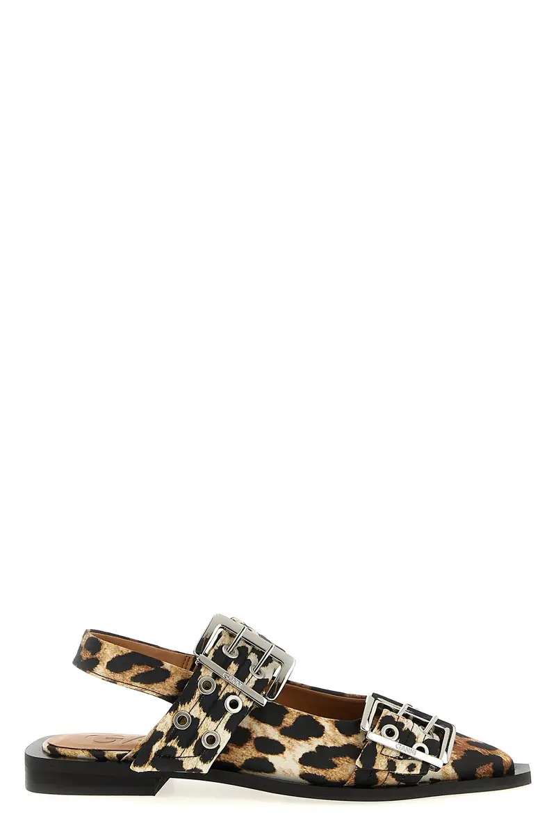 Slingback 'Leopard Satin Feminine Buckle' Multi