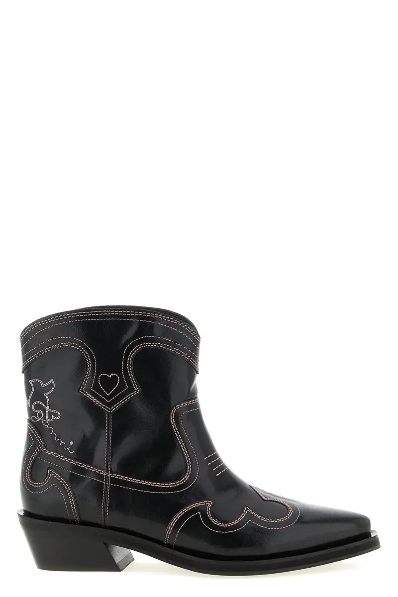Stivaletto 'Low Shaft Embroidered Western' Nero