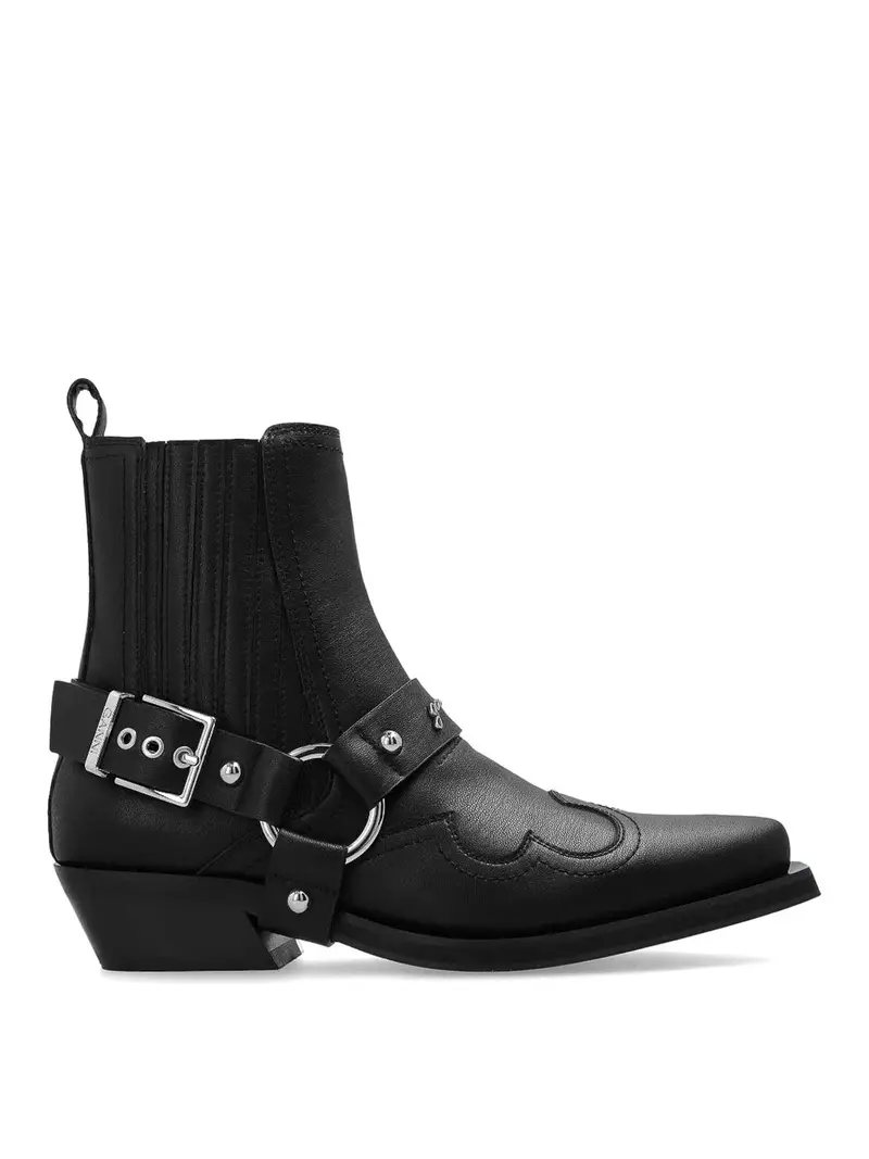 Stivali Chelsea in pelle western Nero