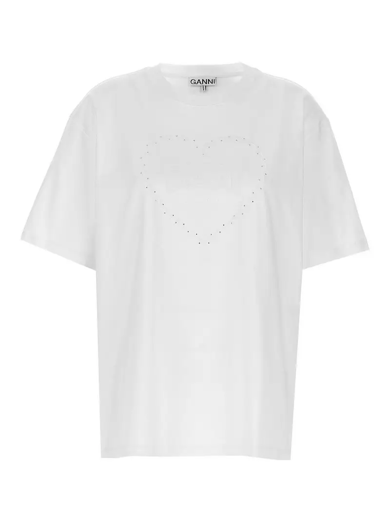 T-shirt con ricamo logo strass Bianco