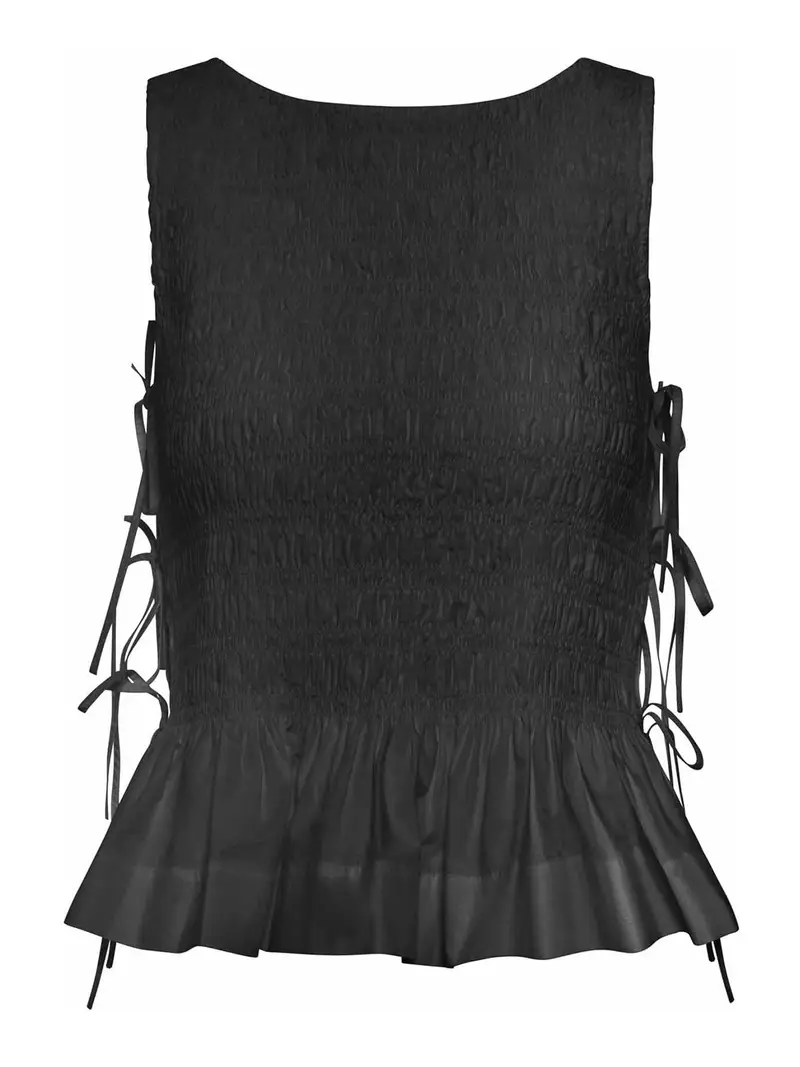 Top in cotone nero con strati