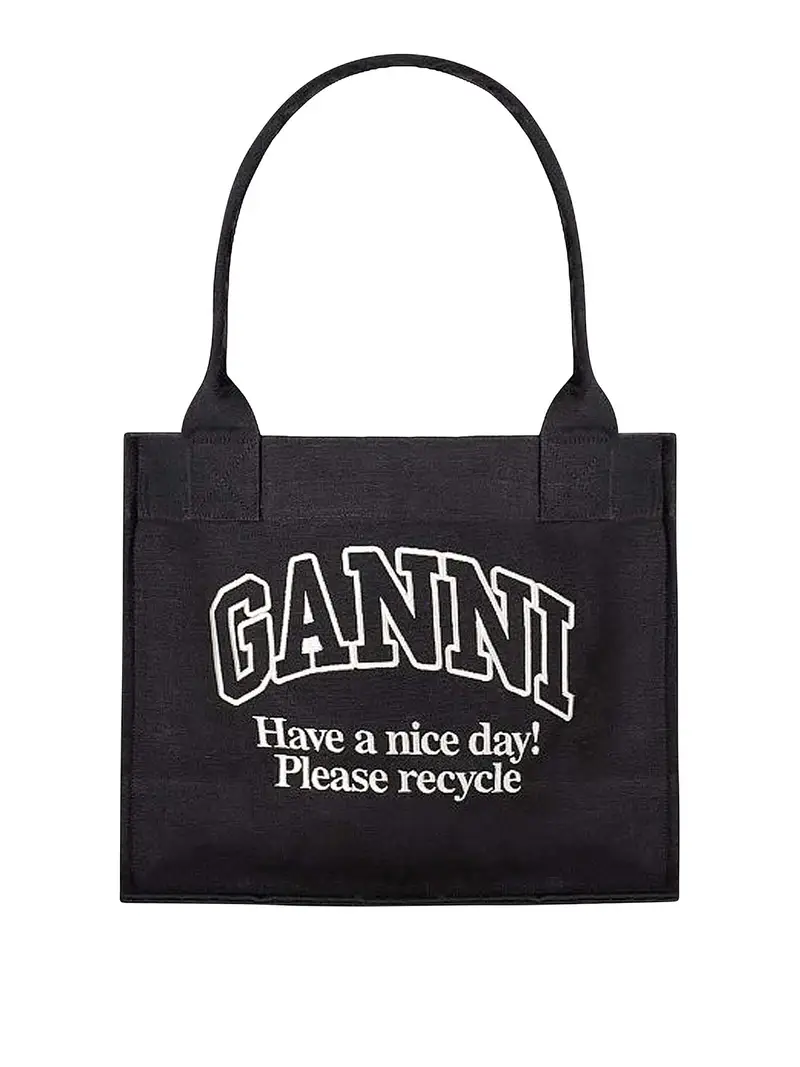 Tote Bag Medium Con Stampa Logo Nero