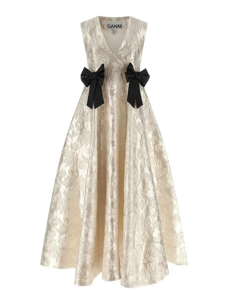 Vestito cloque con scollo a V Bianco