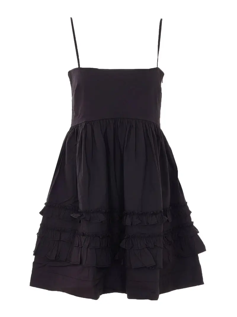 Vestito mini con volant nero
