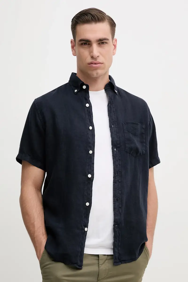 camicia di lino colore blu navy