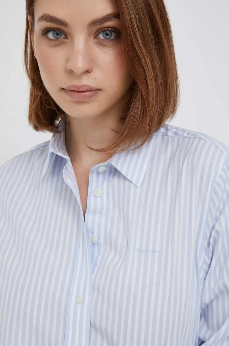 camicia in cotone donna Blu miniatura 5