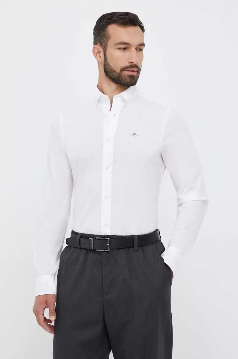 camicia in cotone uomo Bianco