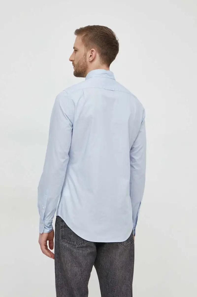 camicia in cotone uomo colore blu miniatura 3