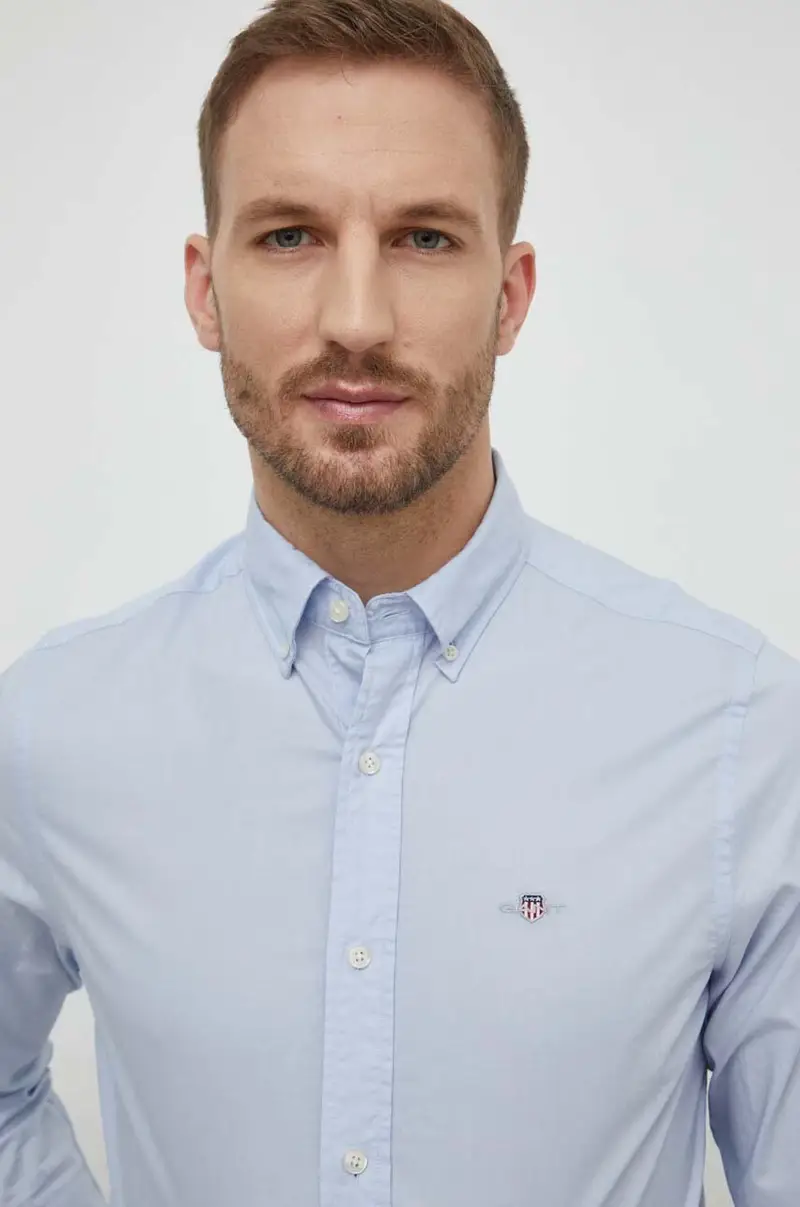 camicia in cotone uomo colore blu miniatura 4