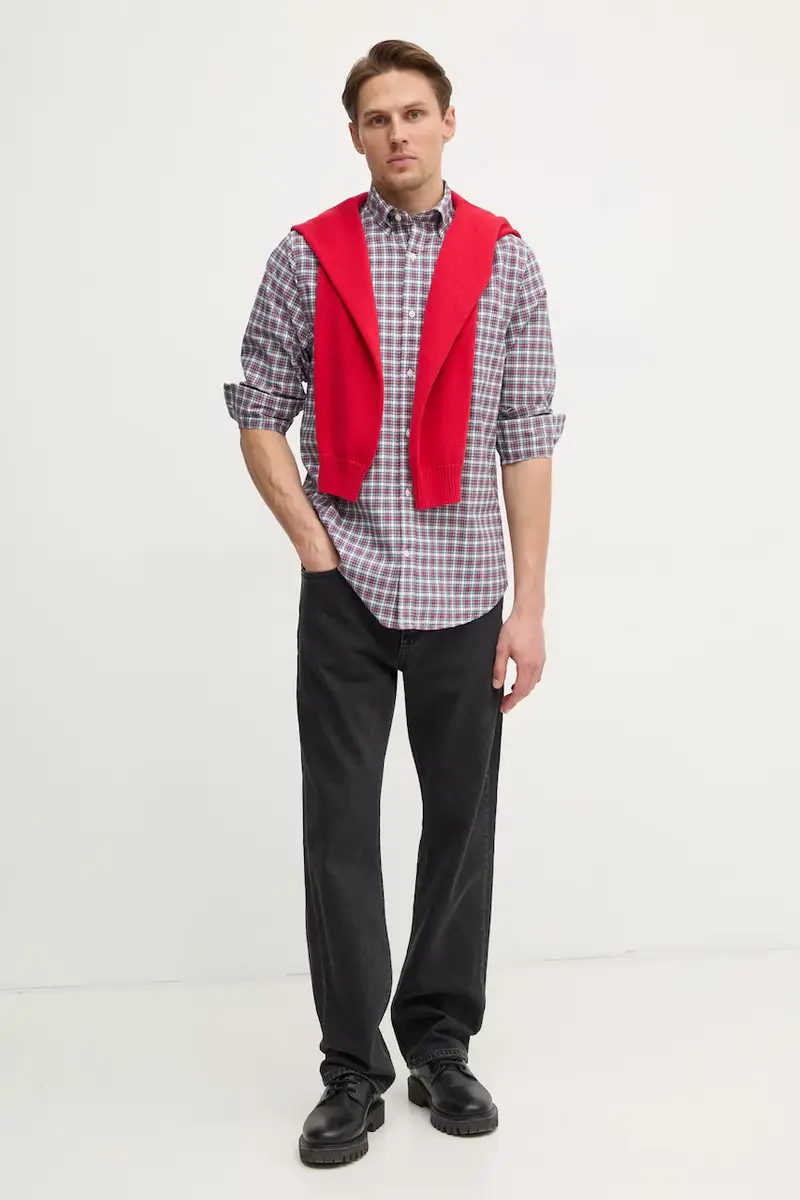 camicia in cotone uomo colore granata 3250002 miniatura 3