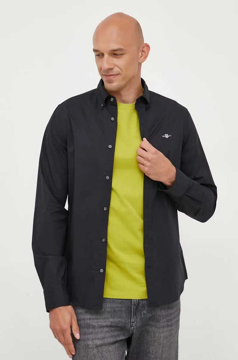 camicia in cotone uomo Nero