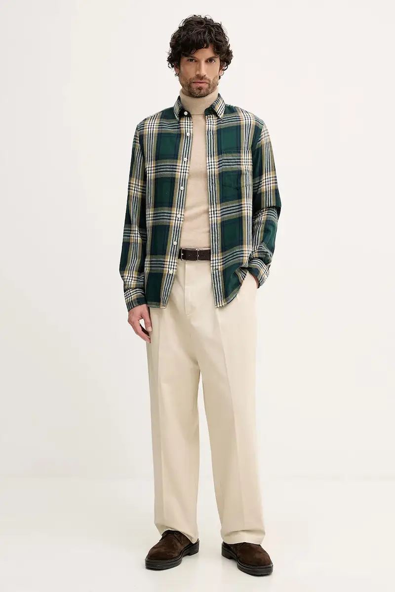 camicia in cotone Verde miniatura 2