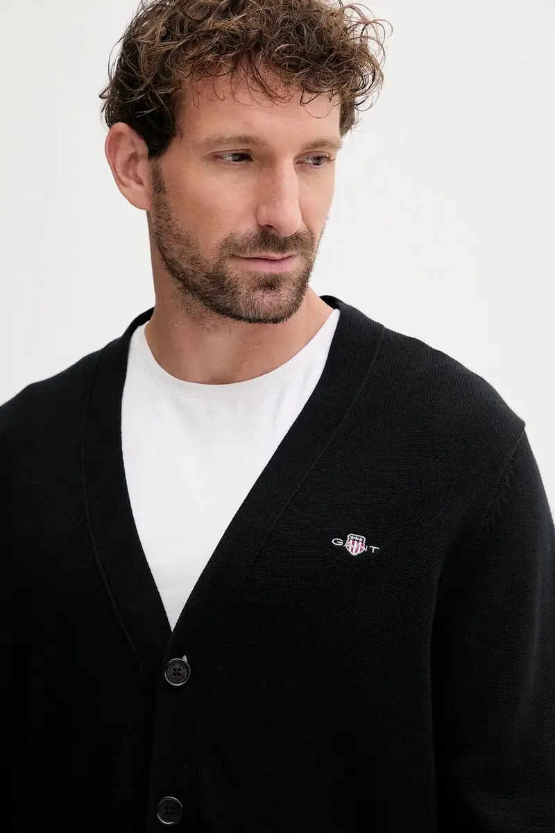 Gant Cardigan Uomo Nero 3648443 miniatura 4