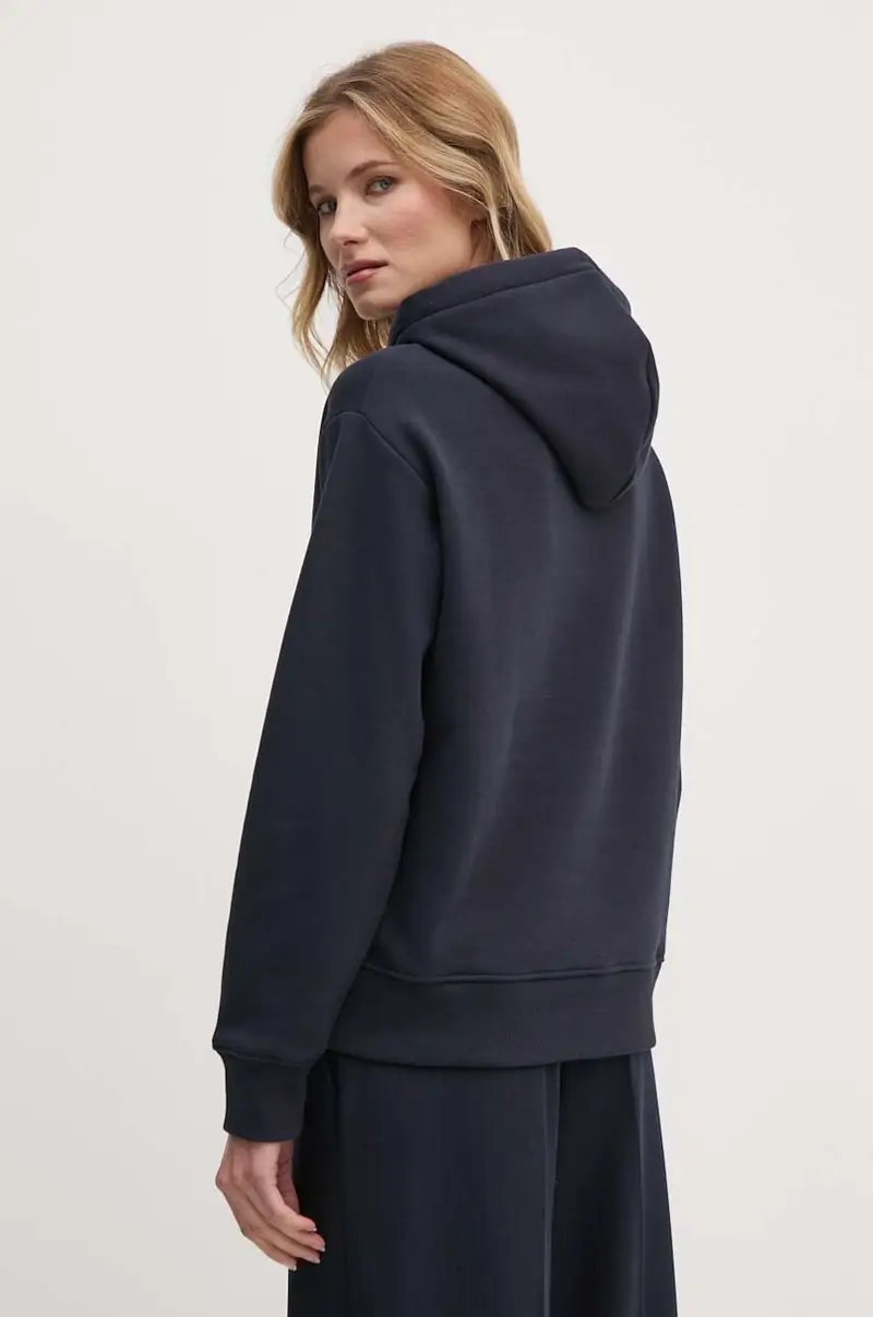 felpa donna colore blu navy con cappuccio con applicazione 4200276 miniatura 3