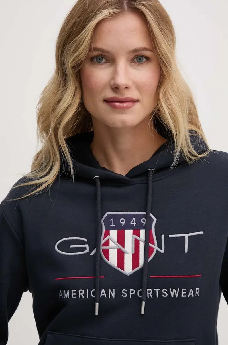 felpa donna colore blu navy con cappuccio con applicazione 4200276 miniatura 4