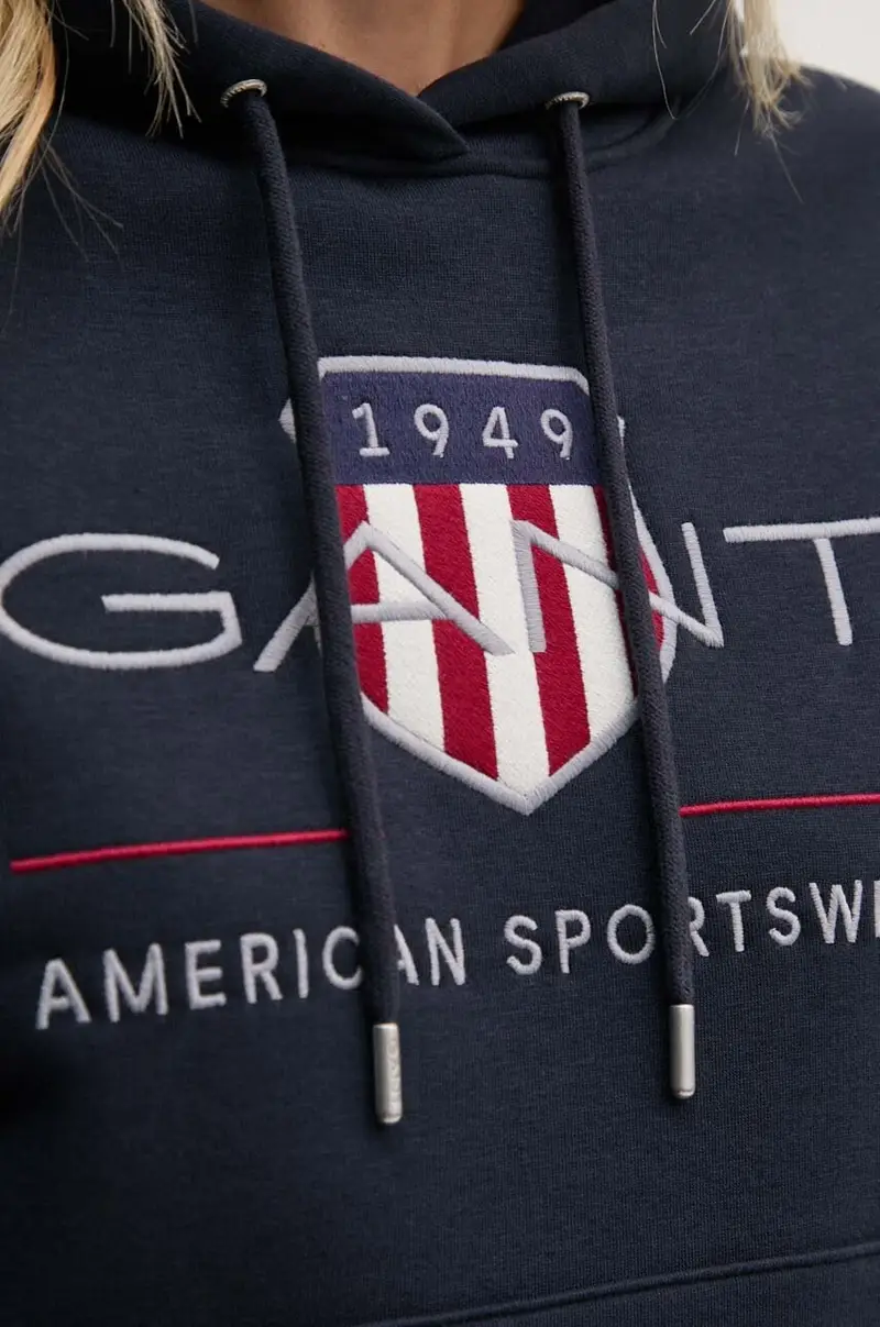 felpa donna colore blu navy con cappuccio con applicazione 4200276 miniatura 5