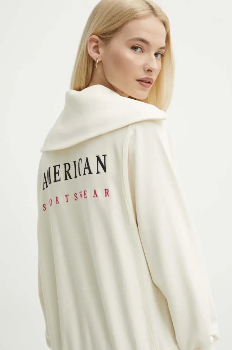 felpa in cotone donna colore beige con applicazione 4203683 miniatura 5