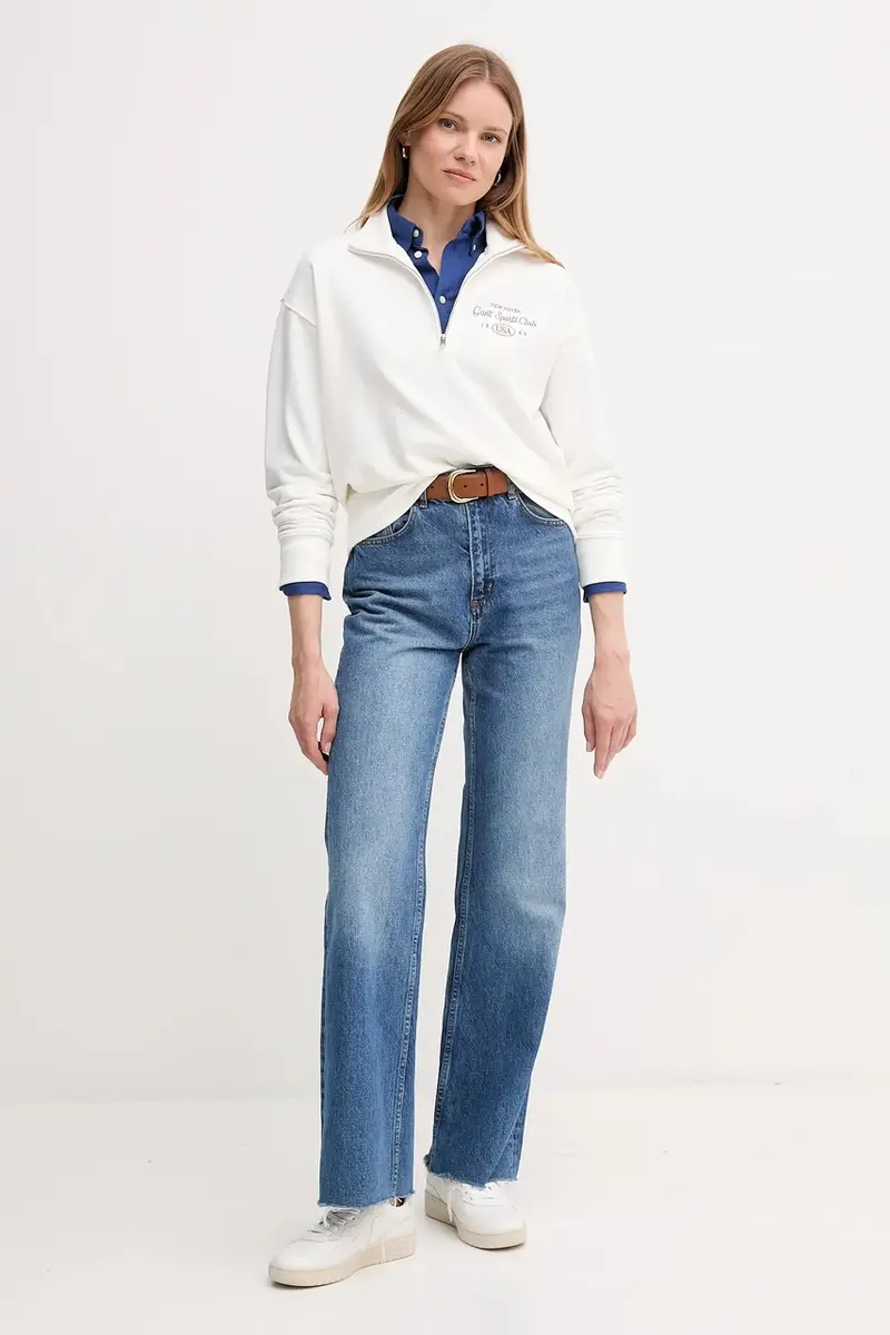 felpa in cotone donna colore bianco con applicazione 4204215 miniatura 2