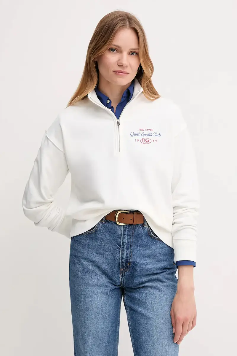 felpa in cotone donna colore bianco con applicazione 4204215