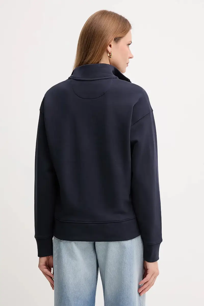 felpa in cotone donna colore blu navy con applicazione 4204215 miniatura 3