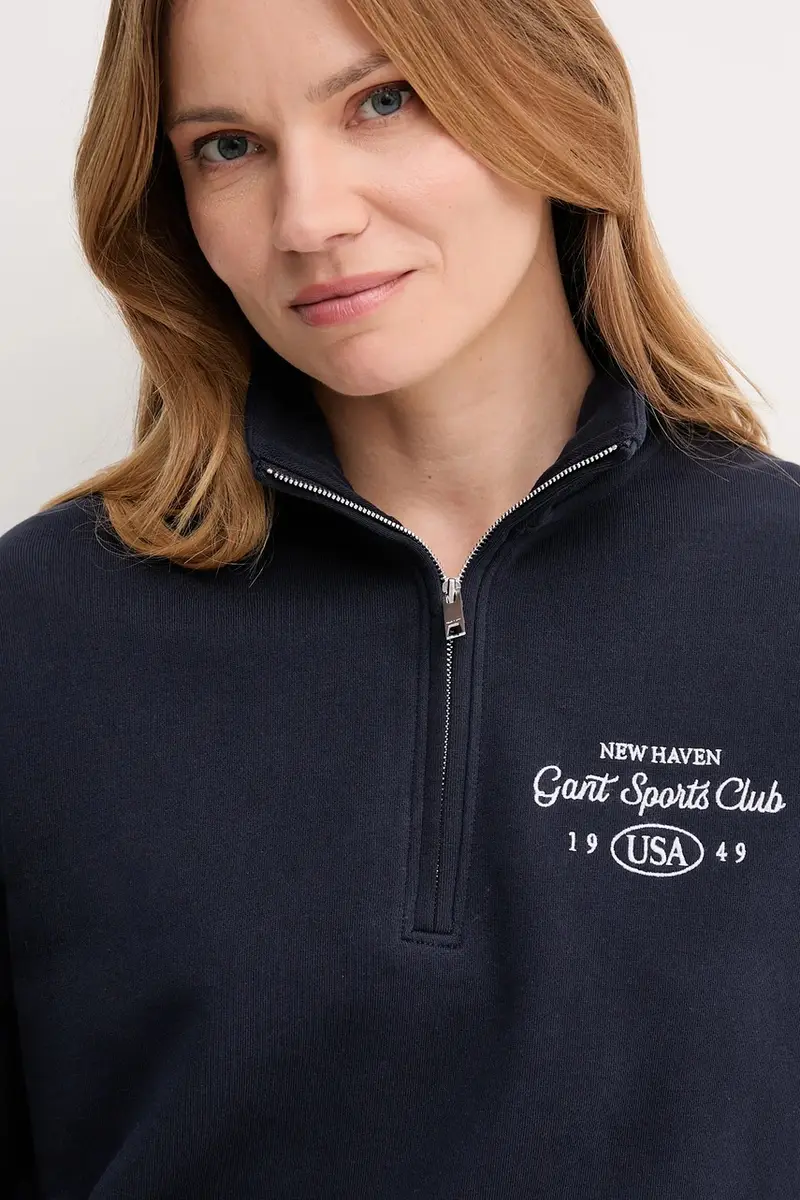 felpa in cotone donna colore blu navy con applicazione 4204215 miniatura 4