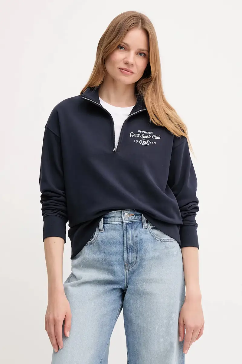 felpa in cotone donna colore blu navy con applicazione 4204215