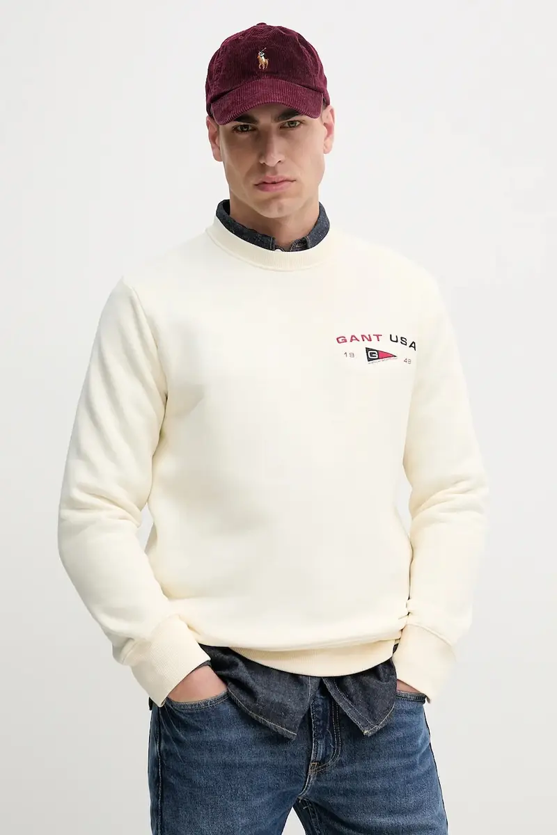 felpa uomo colore beige con applicazione 2067039