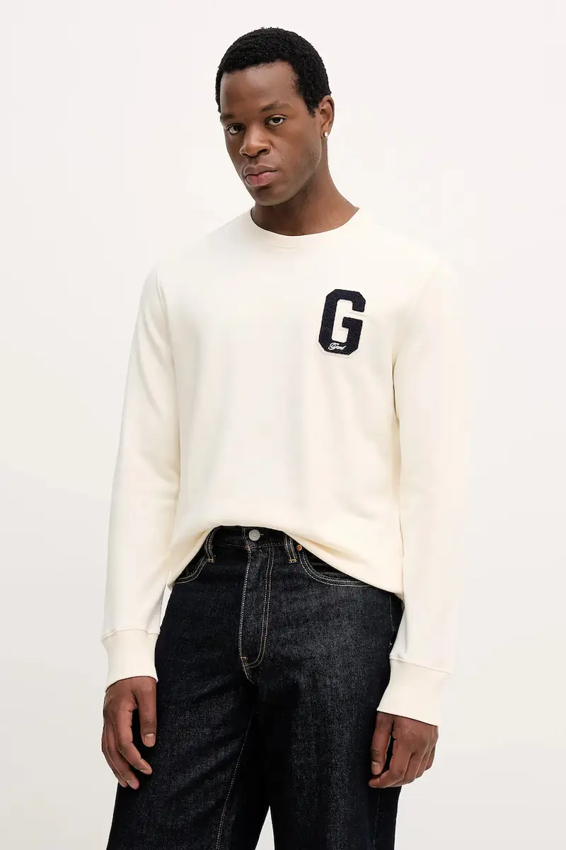 felpa uomo colore beige con applicazione 2067062