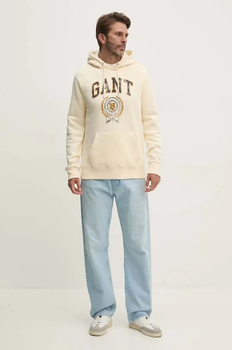 felpa uomo colore beige con cappuccio 2015068 miniatura 2