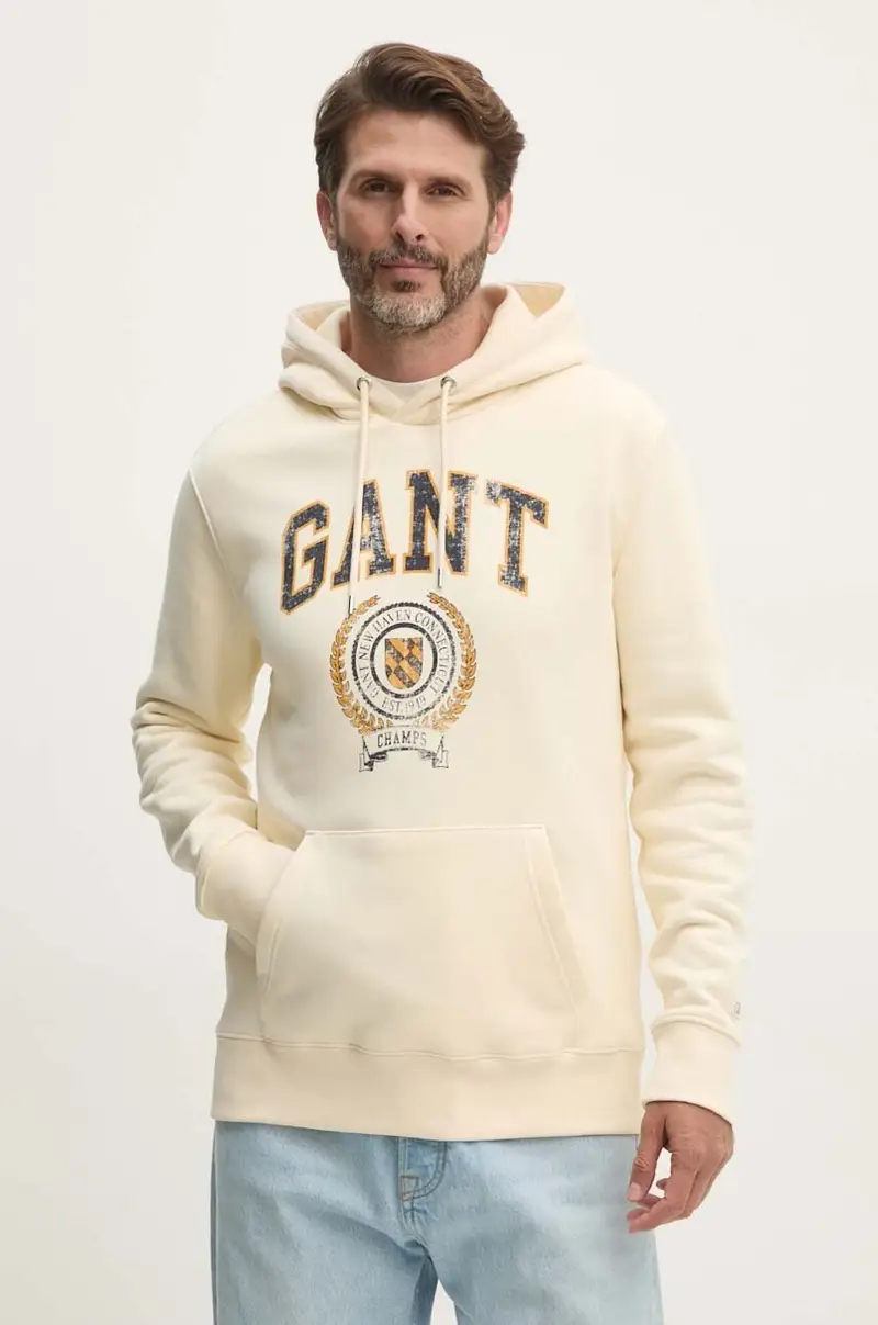 felpa uomo colore beige con cappuccio 2015068 miniatura 4