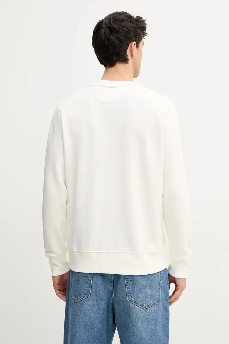 felpa uomo colore bianco con applicazione Beige miniatura 3