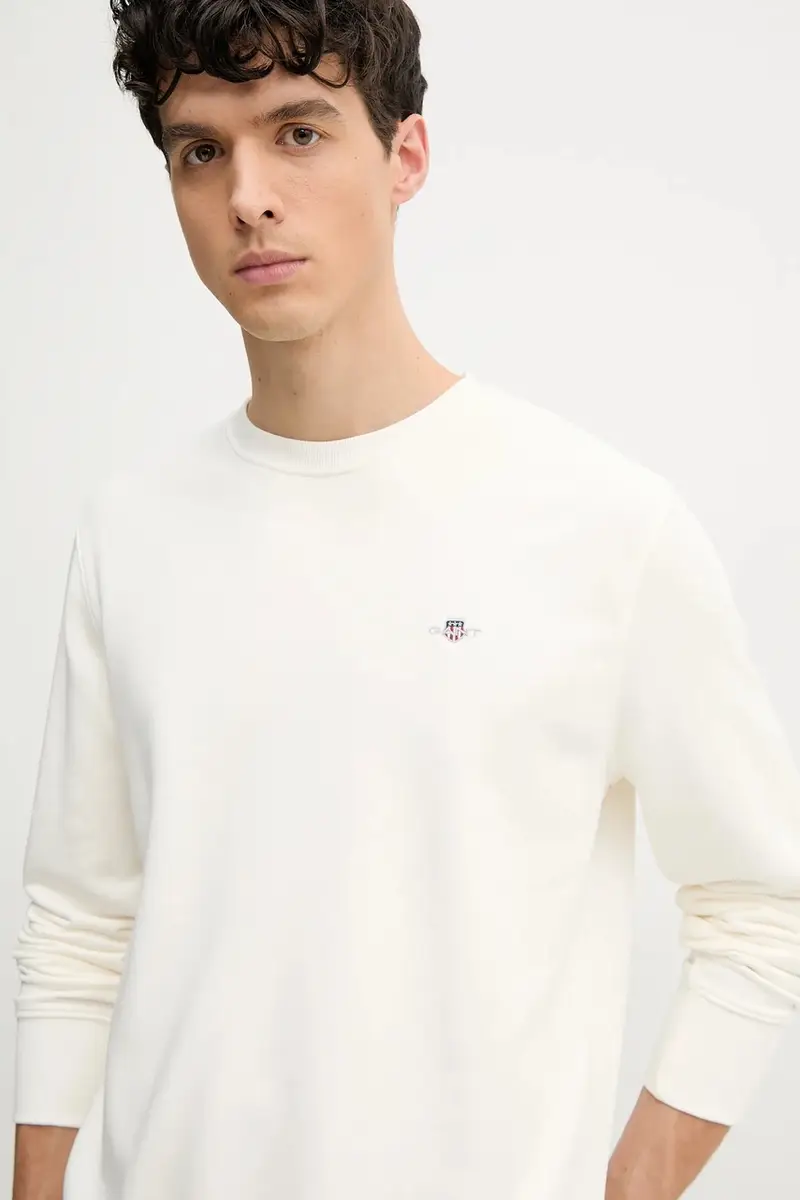 felpa uomo colore bianco con applicazione Beige miniatura 4