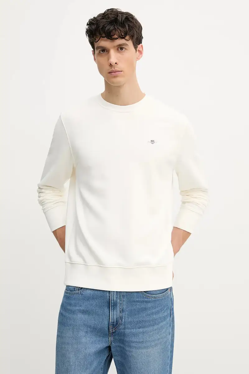 felpa uomo colore bianco con applicazione Beige