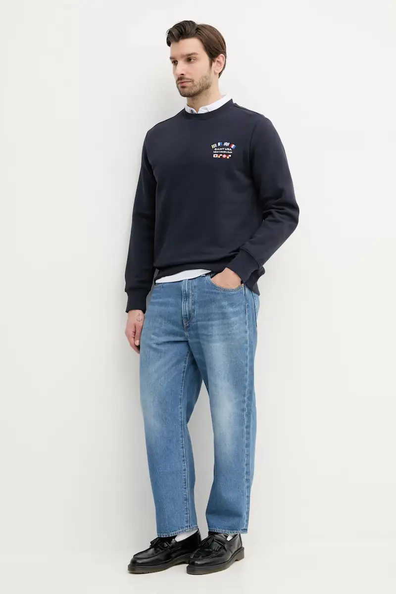 felpa uomo colore blu navy con applicazione 2067039 miniatura 2